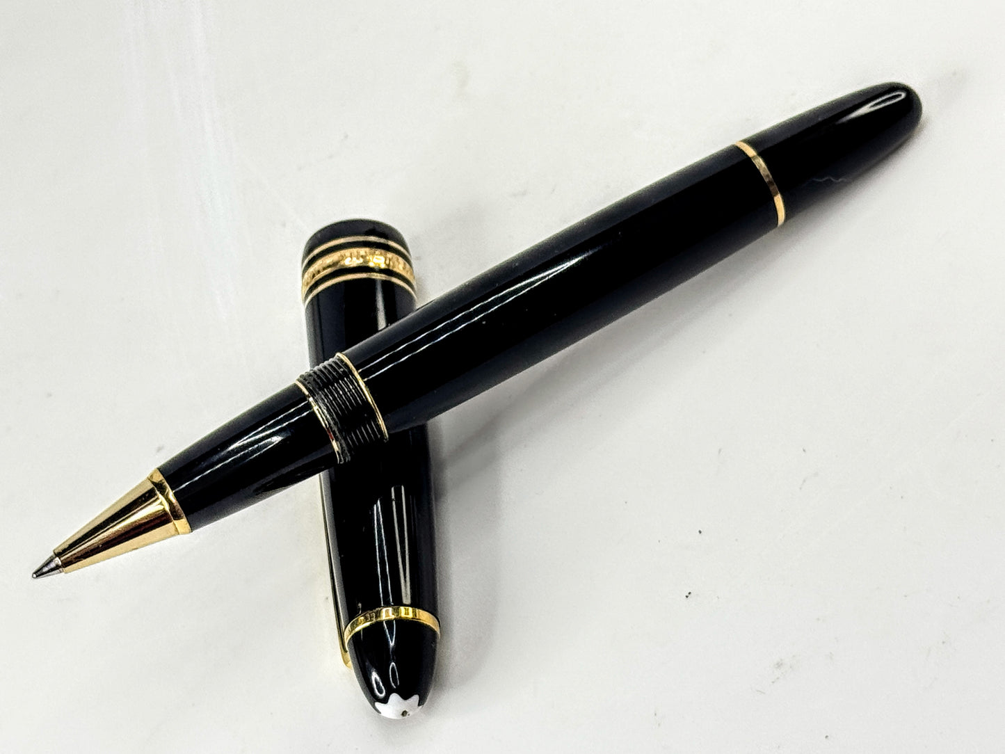 Vintage Resin Montblanc Meisterstück LeGrand Black Gold Rollerball Pen SS398