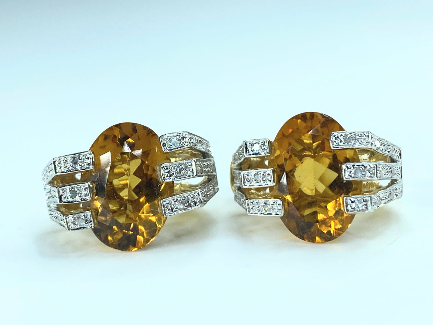 H Stern 14K yellow gold Citrine Diamond accent earrings 8.8g JR9205