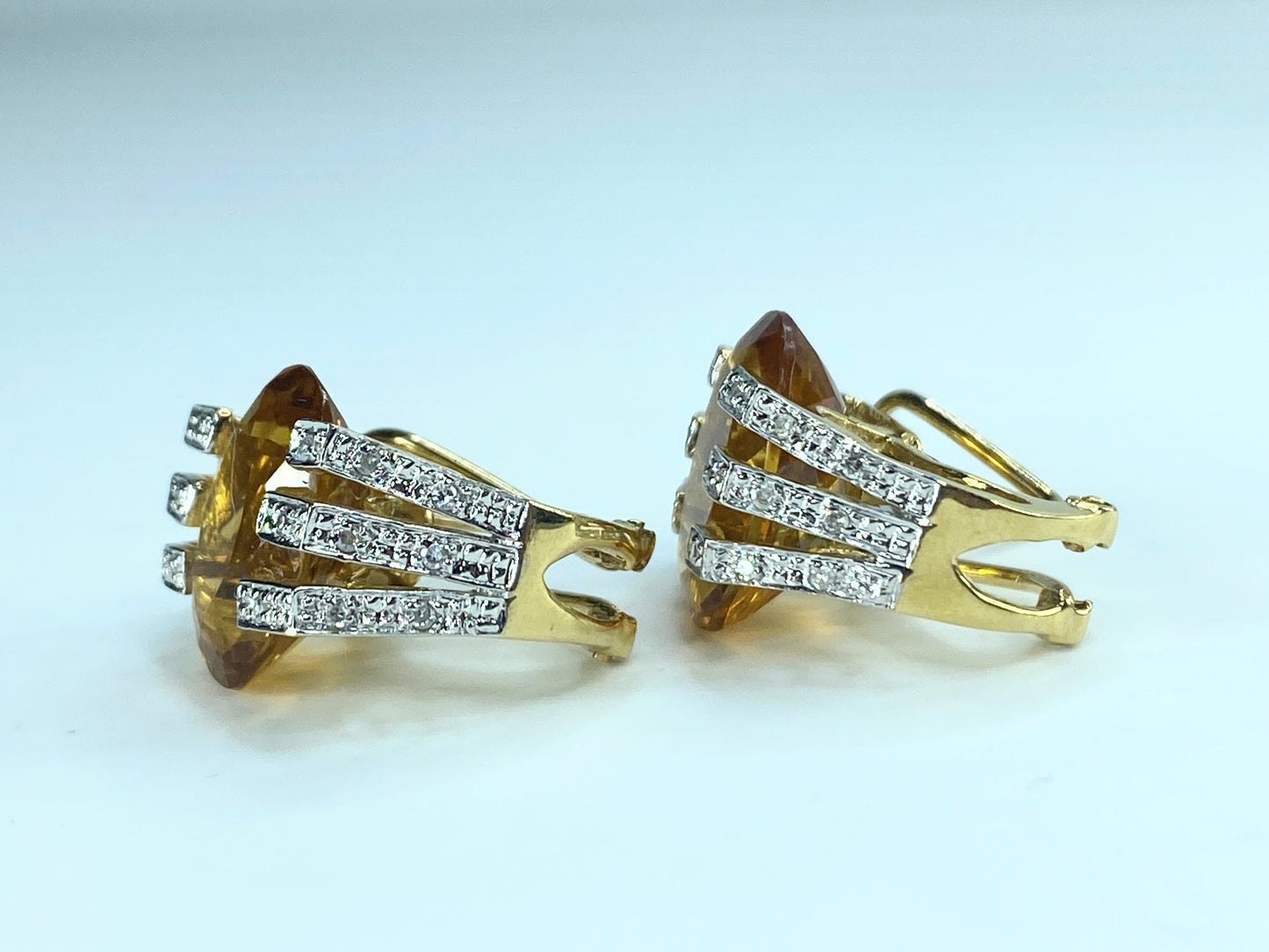 H Stern 14K yellow gold Citrine Diamond accent earrings 8.8g JR9205