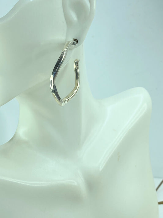 Unique Sterling silver zig-zag square shape hoop dangle earrings. 40mm 10g JR997