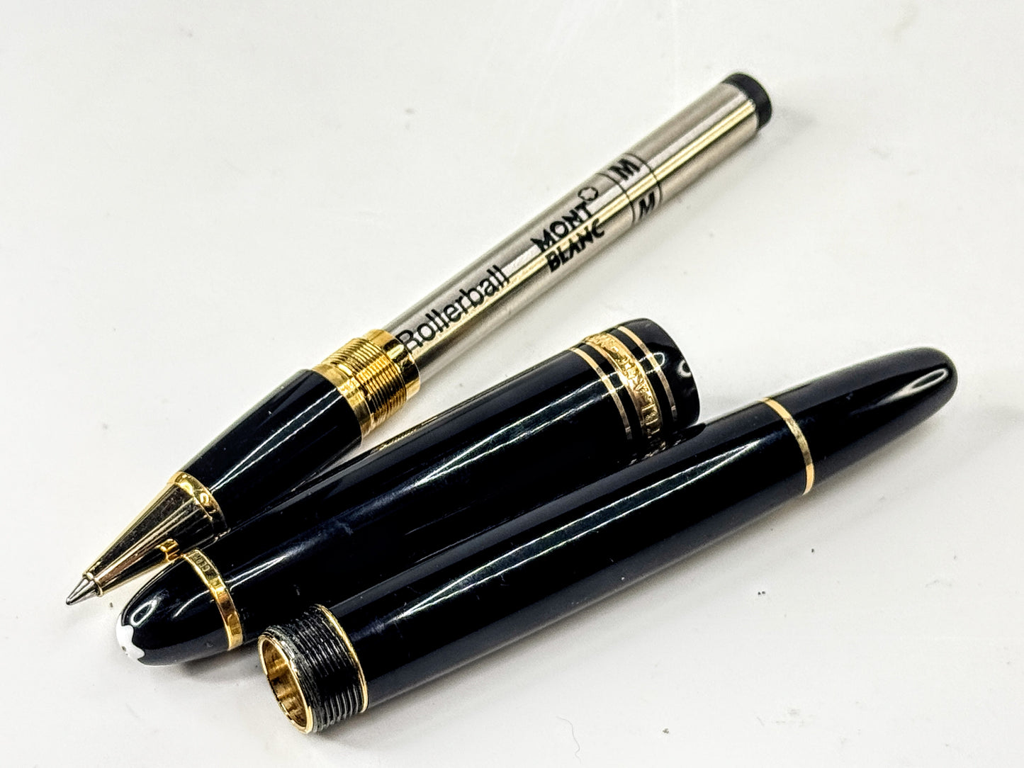 Vintage Resin Montblanc Meisterstück LeGrand Black Gold Rollerball Pen SS398