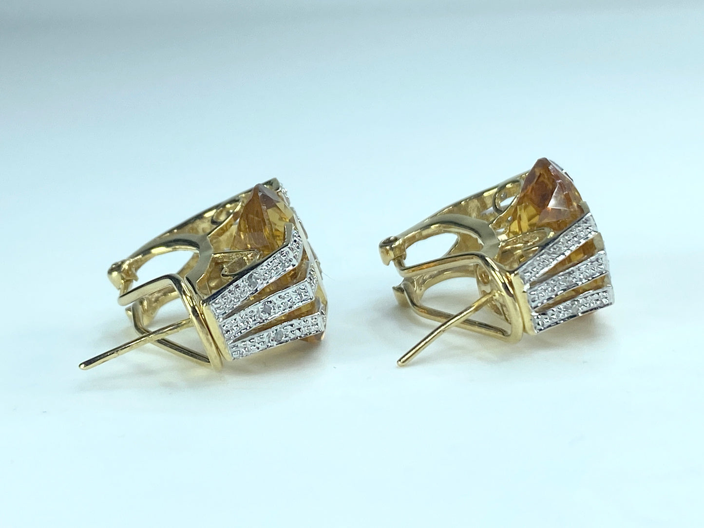 H Stern 14K yellow gold Citrine Diamond accent earrings 8.8g JR9205