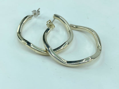 Unique Sterling silver zig-zag square shape hoop dangle earrings. 40mm 10g JR997