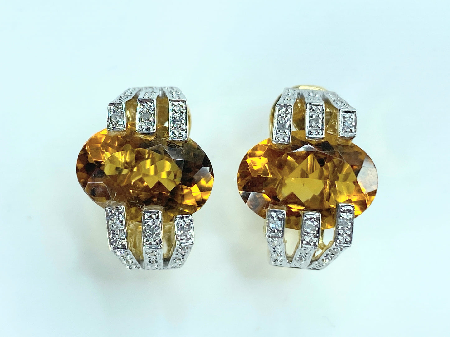 H Stern 14K yellow gold Citrine Diamond accent earrings 8.8g JR9205