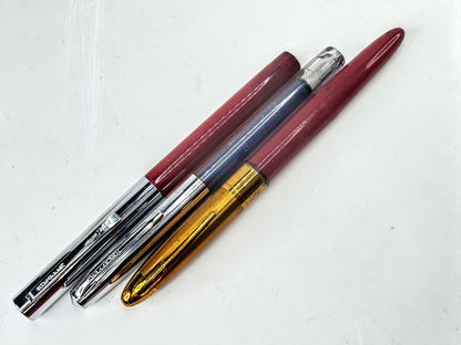 Vintage Pilot Pocket Fountain Pen Lot 14K Nibs Red Blue Pink 3pc Set SS400