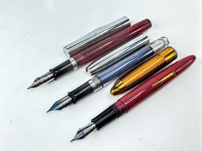 Vintage Pilot Pocket Fountain Pen Lot 14K Nibs Red Blue Pink 3pc Set SS400