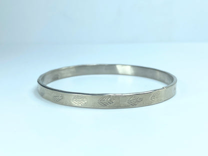 Mexico Sterling Silver 925 Leaf etched full circle bangle 19.4g JR9207