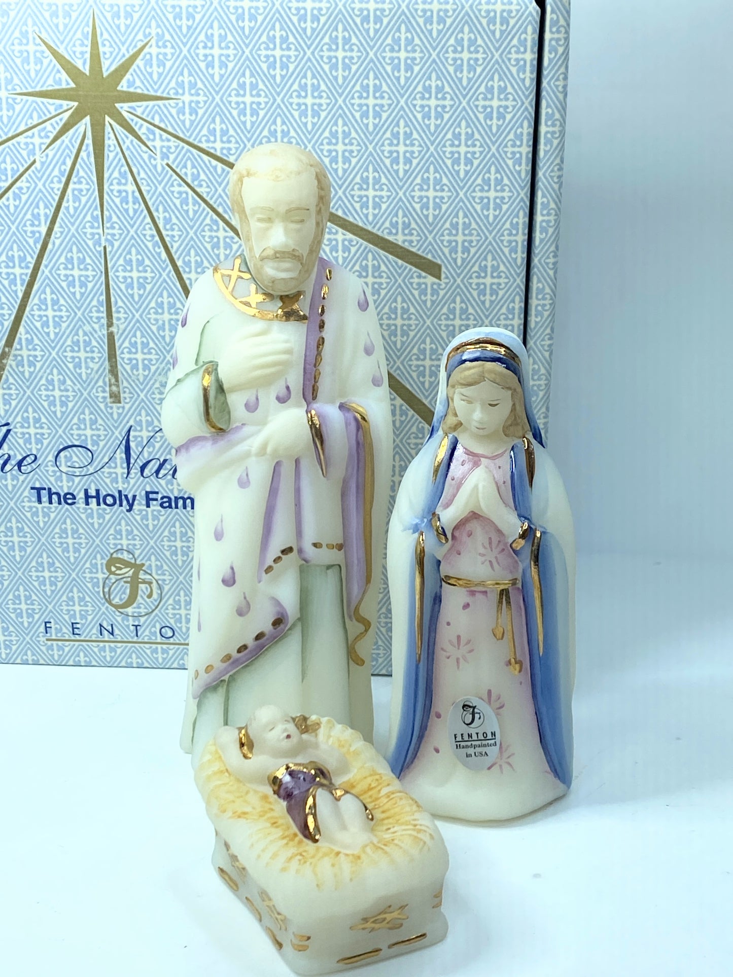 Fenton The Holy Family Nativity Set First Edition Signed Christmas set of 3 A127