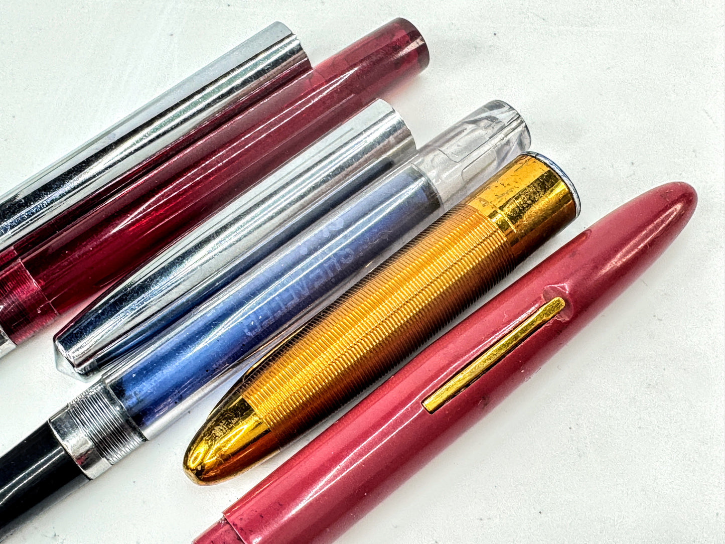 Vintage Pilot Pocket Fountain Pen Lot 14K Nibs Red Blue Pink 3pc Set SS400