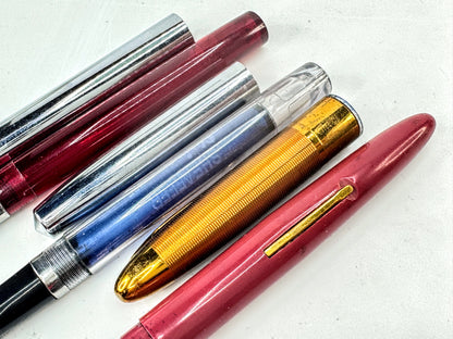 Vintage Pilot Pocket Fountain Pen Lot 14K Nibs Red Blue Pink 3pc Set SS400