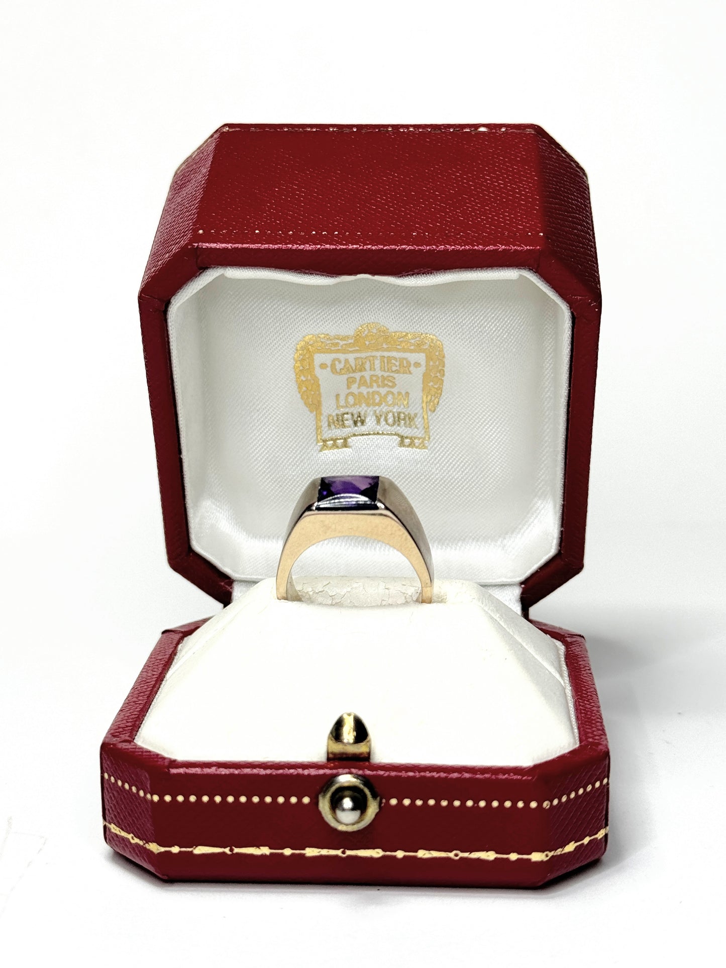 Cartier Tank 18K White Gold Amethyst Ring JR9383