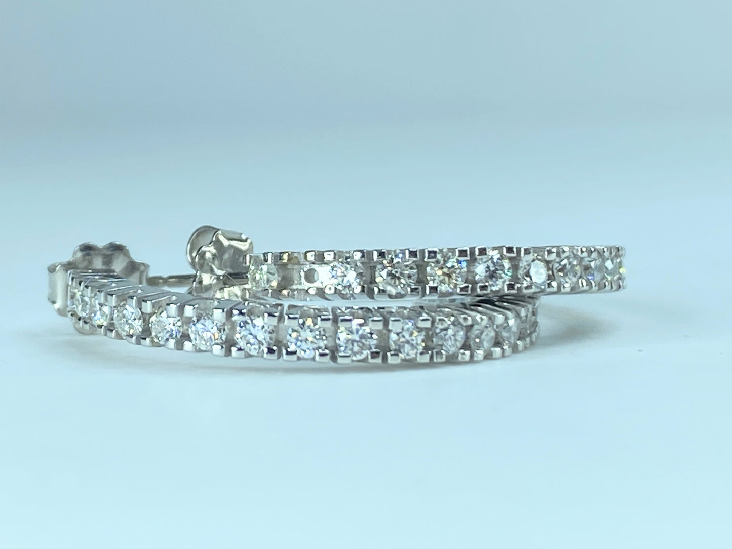 Appraised $4,395 14K white gold 1.2ct G/VS2 Diamond hoop earrings JR9352