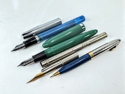 Vintage Fountain Pen Lot Sheaffer Esterbrook Eagle Pencil ZAYO 4 Pens SS402