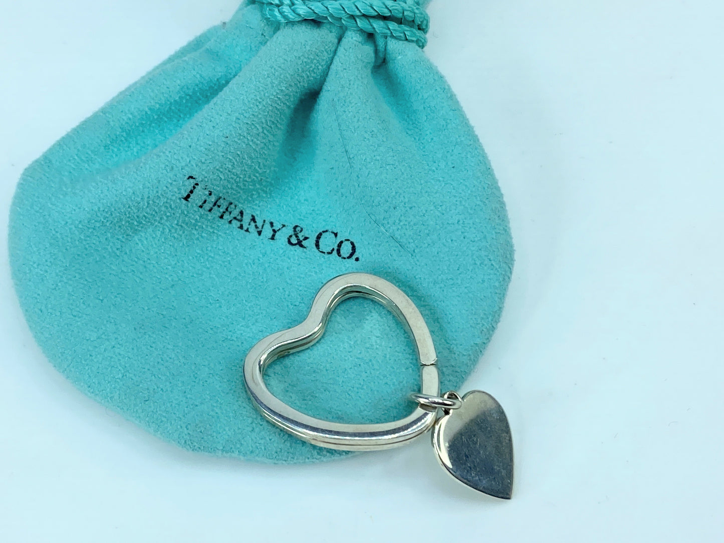 Tiffany & Co Estate Double Hearts Keychain Sterling Silver 7.8g JR351