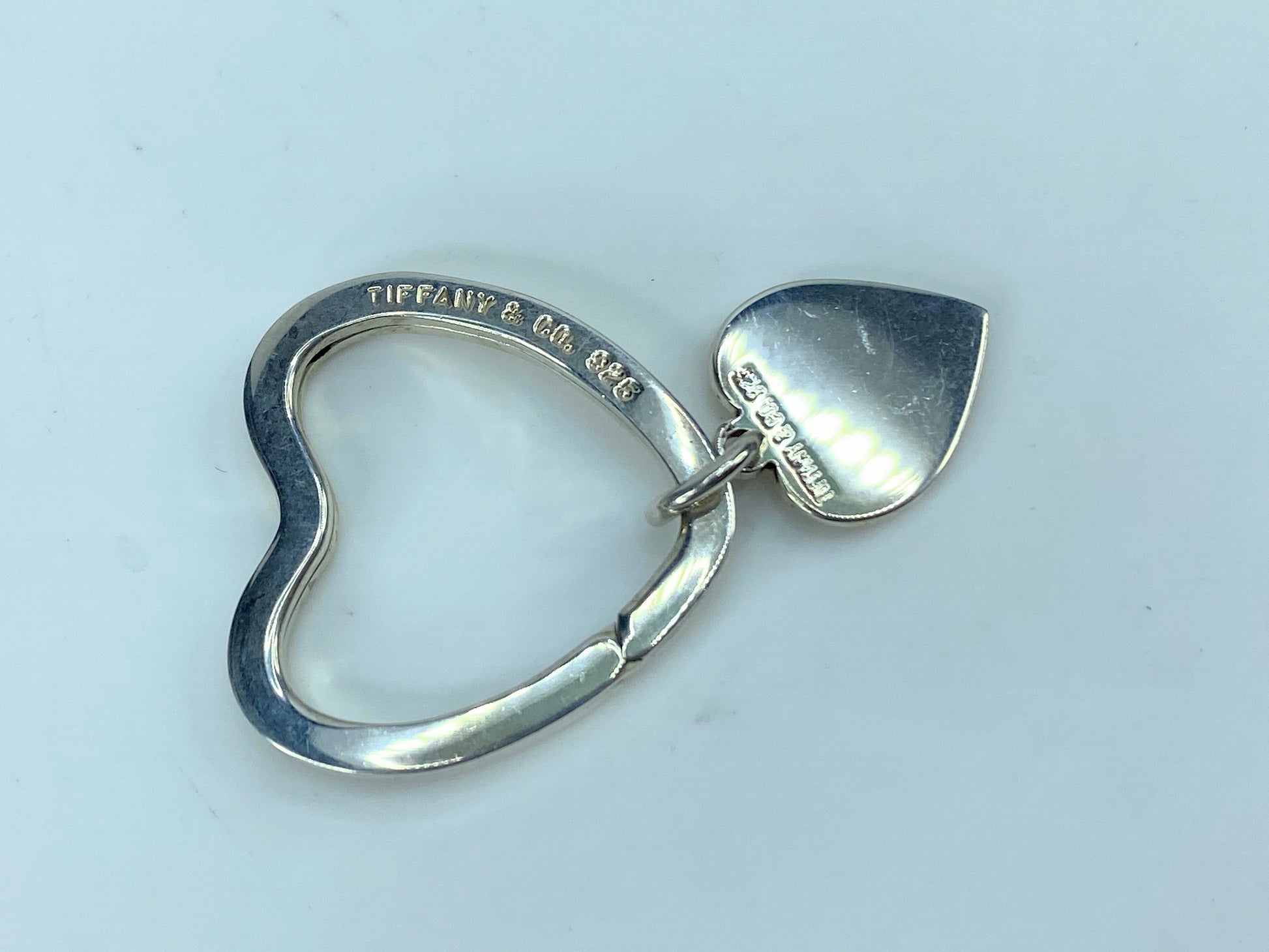 Tiffany & Co Estate Double Hearts Keychain Sterling Silver 7.8g JR351
