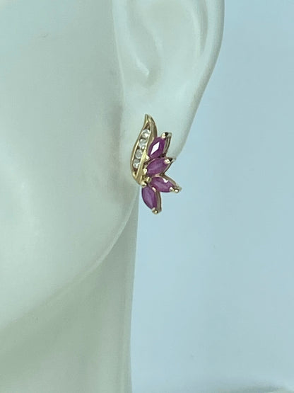 14K yellow gold Ruby Diamond earrings JR9210