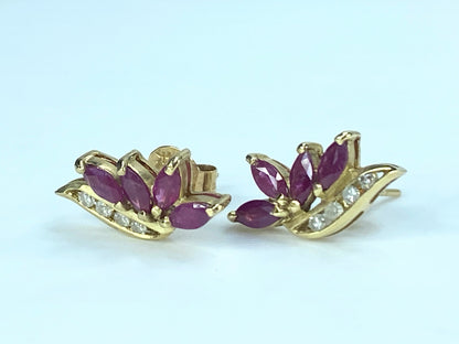 14K yellow gold Ruby Diamond earrings JR9210