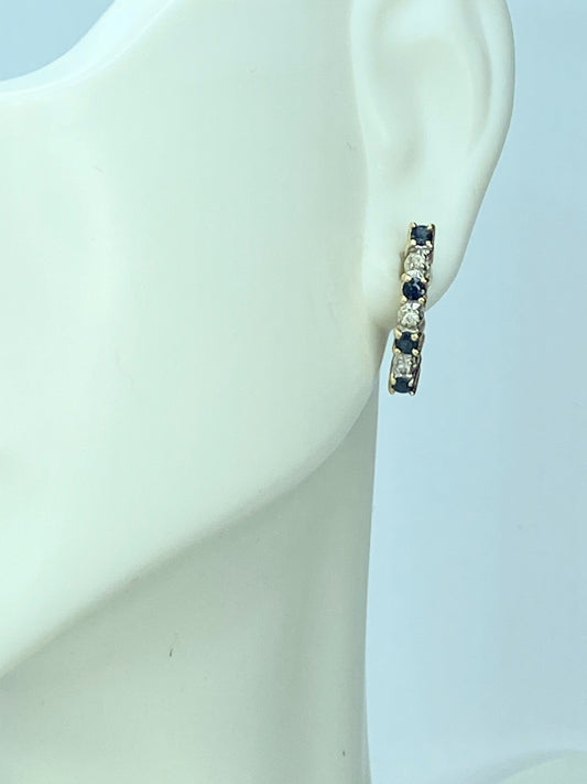 14K gold Diamond Sapphire earrings 2.1g JR9211