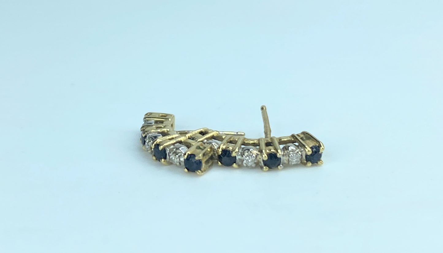 14K gold Diamond Sapphire earrings 2.1g JR9211