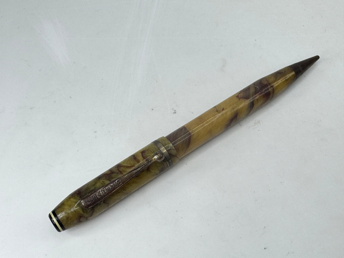 Aer Deco Sheaffer WASP Golden Brown Marbled Fountain Pen and Pencil Set SS406