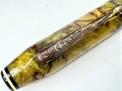 Aer Deco Sheaffer WASP Golden Brown Marbled Fountain Pen and Pencil Set SS406