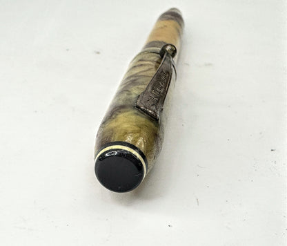Aer Deco Sheaffer WASP Golden Brown Marbled Fountain Pen and Pencil Set SS406