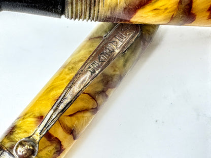 Aer Deco Sheaffer WASP Golden Brown Marbled Fountain Pen and Pencil Set SS406
