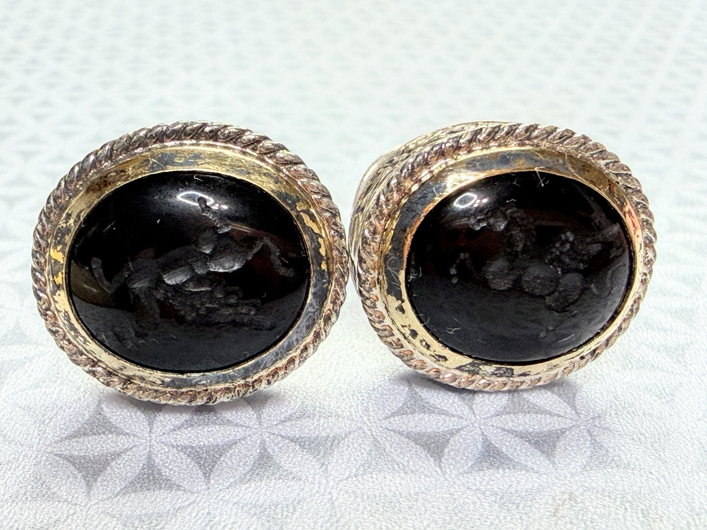 Vintage Sterling Silver Hand Carved Pegasus Onyx Intaglio Cufflinks 18g SS272