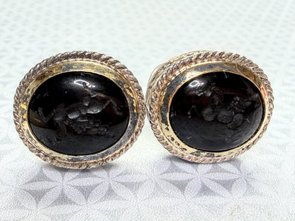 Vintage Sterling Silver Hand Carved Pegasus Onyx Intaglio Cufflinks 18g SS272
