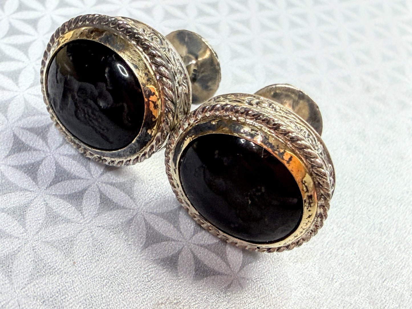 Vintage Sterling Silver Hand Carved Pegasus Onyx Intaglio Cufflinks 18g SS272