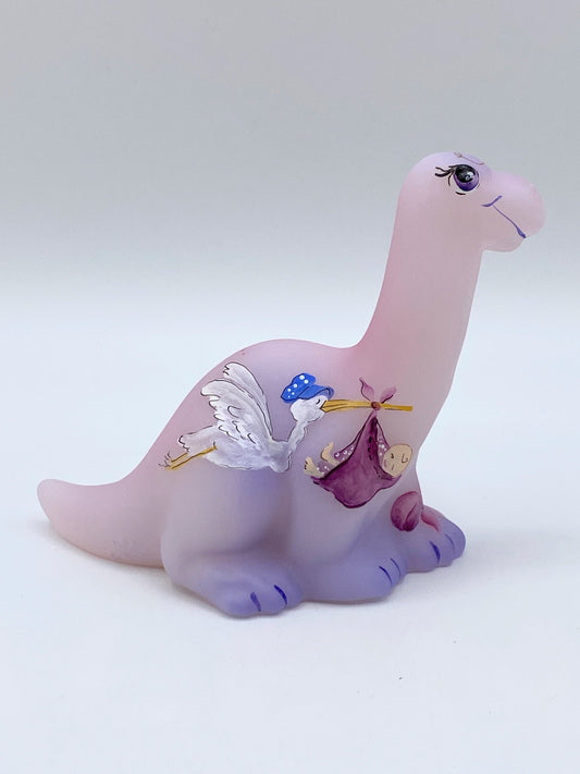 Fenton Pink Special Delivery Stork Dinosaur Figurine Ltd Ed #16/24  M Kibbe A249