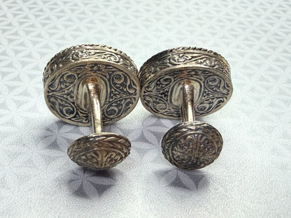 Vintage Sterling Silver Hand Carved Pegasus Onyx Intaglio Cufflinks 18g SS272