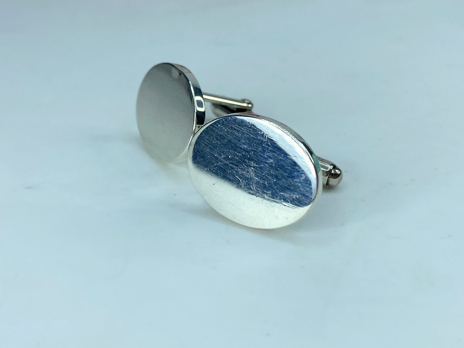 Tiffany & Co Estate Sterling Silver Wide Oval Cufflinks 15.7g 21.3mm JR354