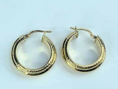 Italy 14K gold woven border hoop dangle earrings 2.3g JR9215