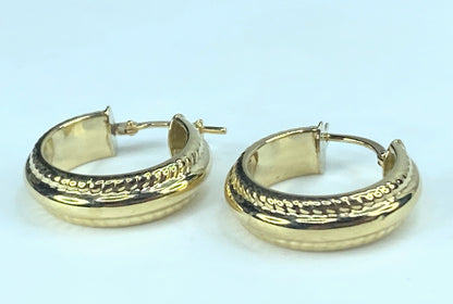 Italy 14K gold woven border hoop dangle earrings 2.3g JR9215