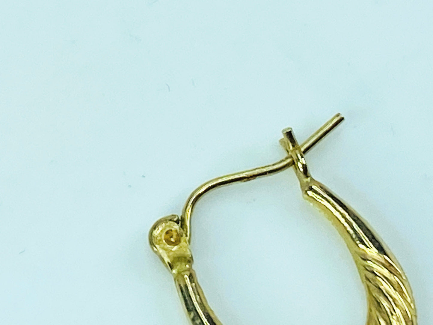 10K yellow gold strip etched hoop dangle earrings 3/4" 0.9g JR1006