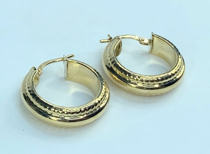 Italy 14K gold woven border hoop dangle earrings 2.3g JR9215