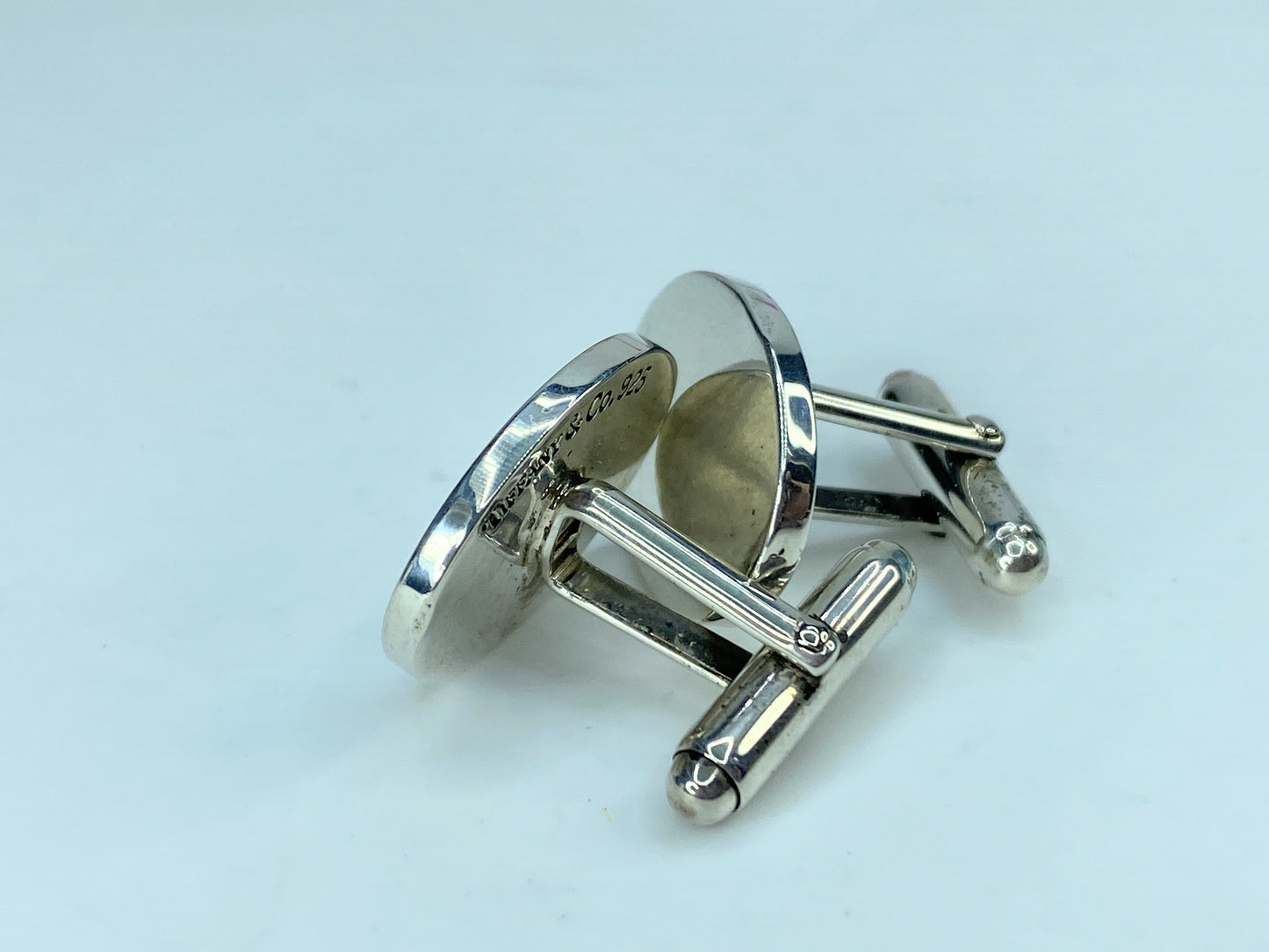Tiffany & Co Estate Sterling Silver Wide Oval Cufflinks 15.7g 21.3mm JR354