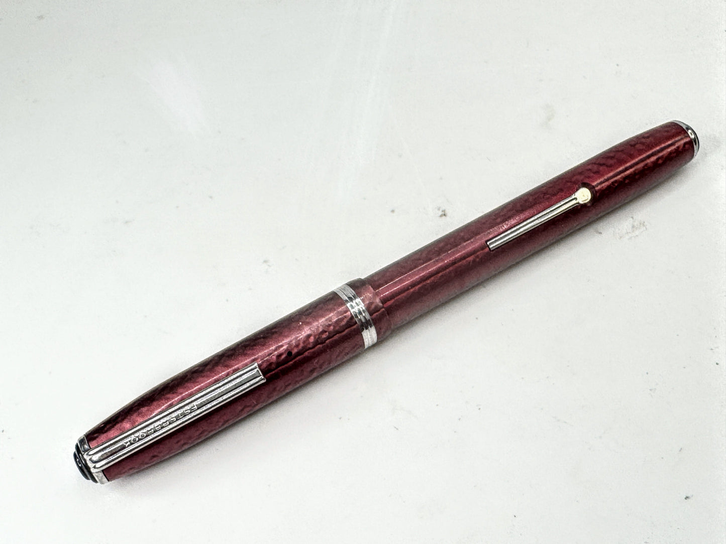 Vintage Esterbrook Visumaster Red Marbled Fountain Pen Med Pt SS410