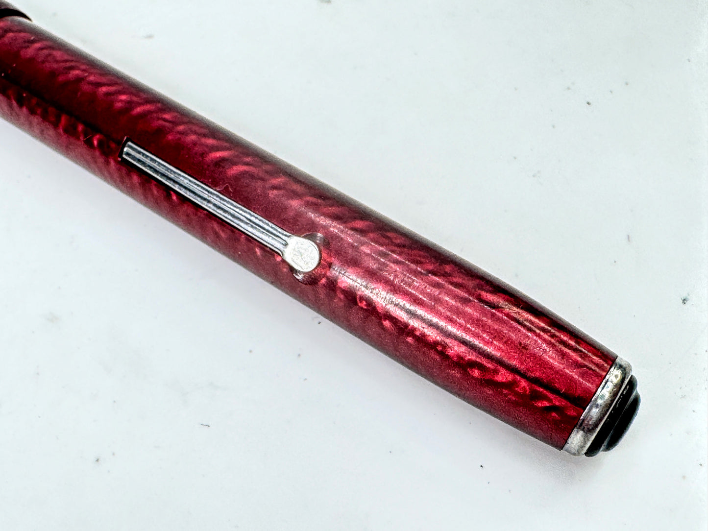 Vintage Esterbrook Visumaster Red Marbled Fountain Pen Med Pt SS410