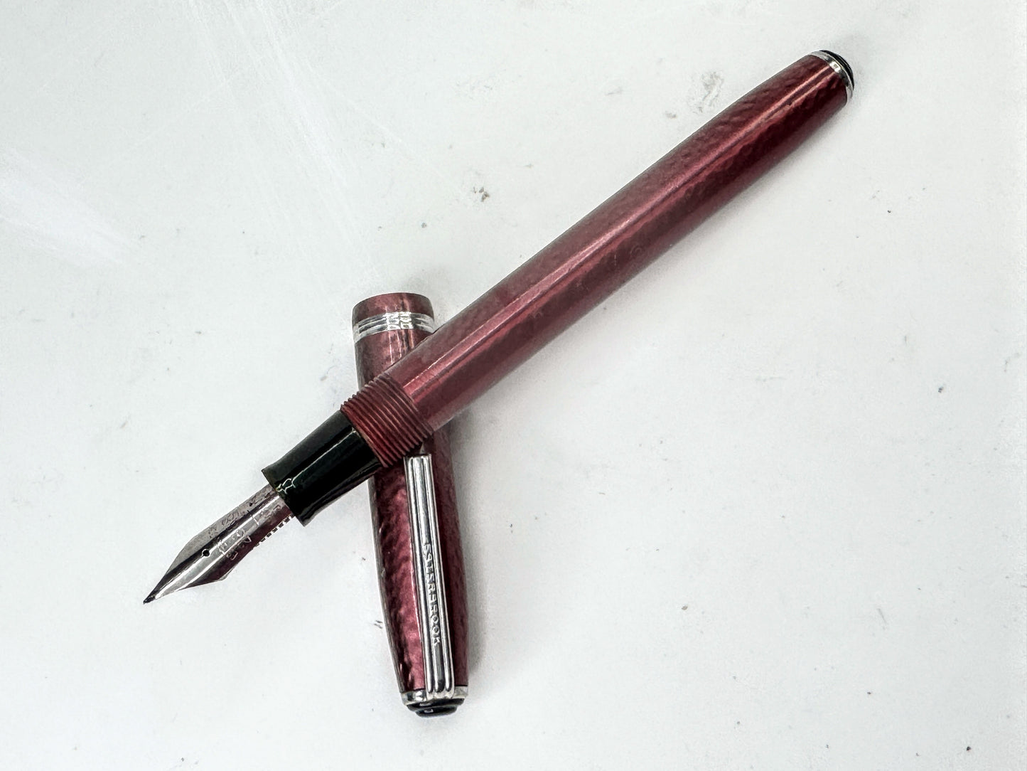 Vintage Esterbrook Visumaster Red Marbled Fountain Pen Med Pt SS410