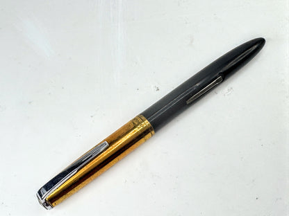 Mid Century Venus Black and Gold Hooded Medium Point Fountain Pen SS410