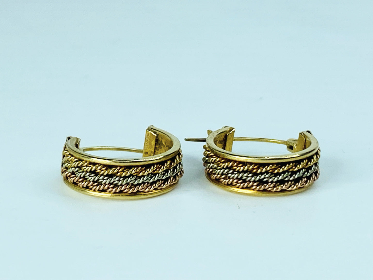 Classic 5.5mm Wide Triple Rope Twist 10K Yellow Gold Hoop Earrings 2.7g JR1008