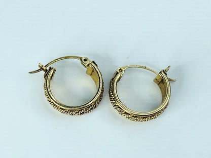 Classic 5.5mm Wide Triple Rope Twist 10K Yellow Gold Hoop Earrings 2.7g JR1008