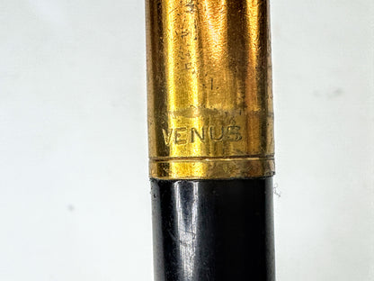 Mid Century Venus Black and Gold Hooded Medium Point Fountain Pen SS410