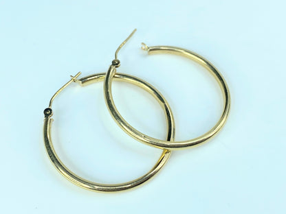 Classic 14K gold 2.5mm wide 30.0mm Gloss Hoop earrings 1.2g JR9216