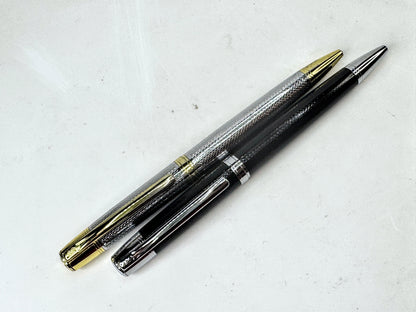 Vintage Cross Dual Ballpoint Pen Set Black and Chrome SS410