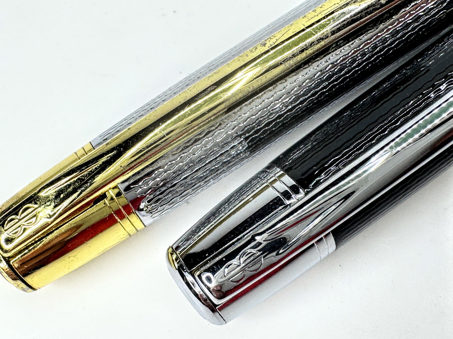 Vintage Cross Dual Ballpoint Pen Set Black and Chrome SS410