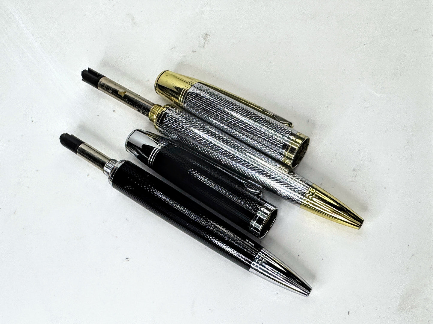 Vintage Cross Dual Ballpoint Pen Set Black and Chrome SS410