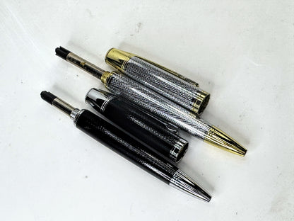 Vintage Cross Dual Ballpoint Pen Set Black and Chrome SS410